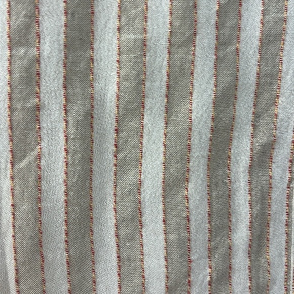 Striped Beige Button-Up Blouse with Ruffle Hem - Easel - Picture 4 of 8